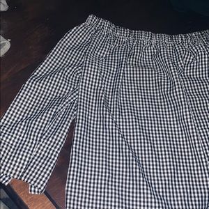 Off the shoulder plaid blouse